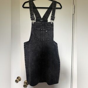 wild fable Black Acid-Wash Denim Overalls Bib